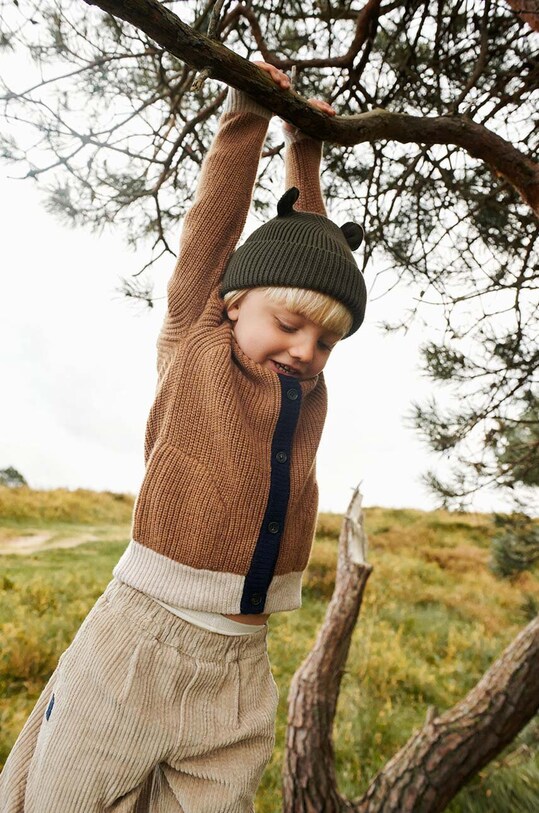 Детский шерстяной кардиган Liewood Tiago Knit Cardigan LW19166 коричневый