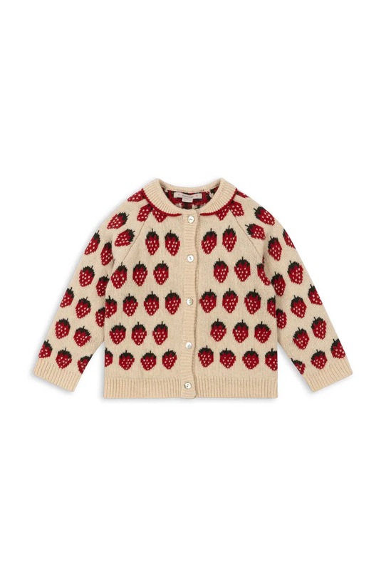 Dětský vlněný kardigan Konges Sløjd BELOU KNIT COLLAR CARDIGAN KS101895 béžová AW24