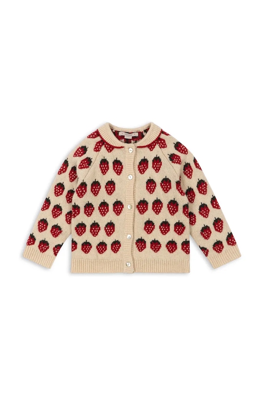Dětský vlněný kardigan Konges Sløjd BELOU KNIT COLLAR CARDIGAN KS101895 béžová AW24