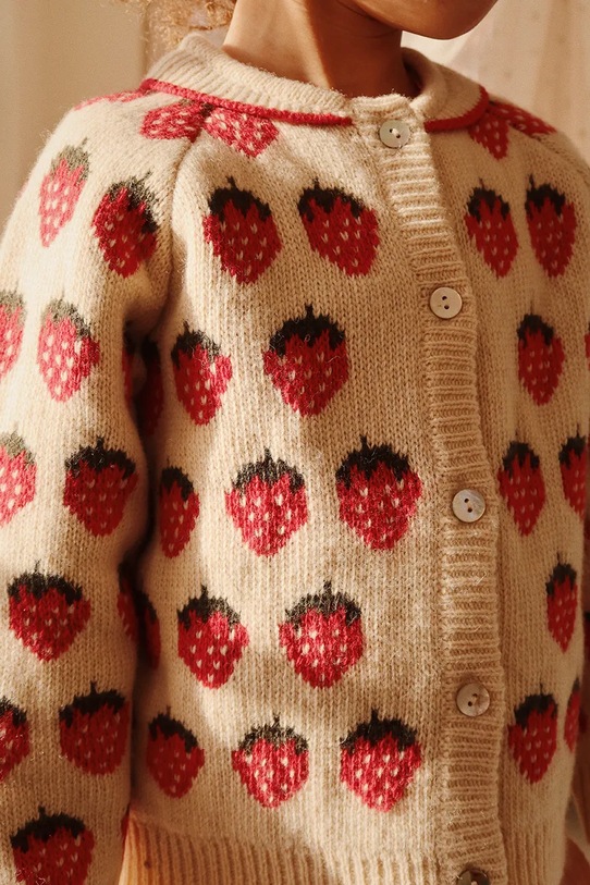 Dětský vlněný kardigan Konges Sløjd BELOU KNIT COLLAR CARDIGAN KS101895