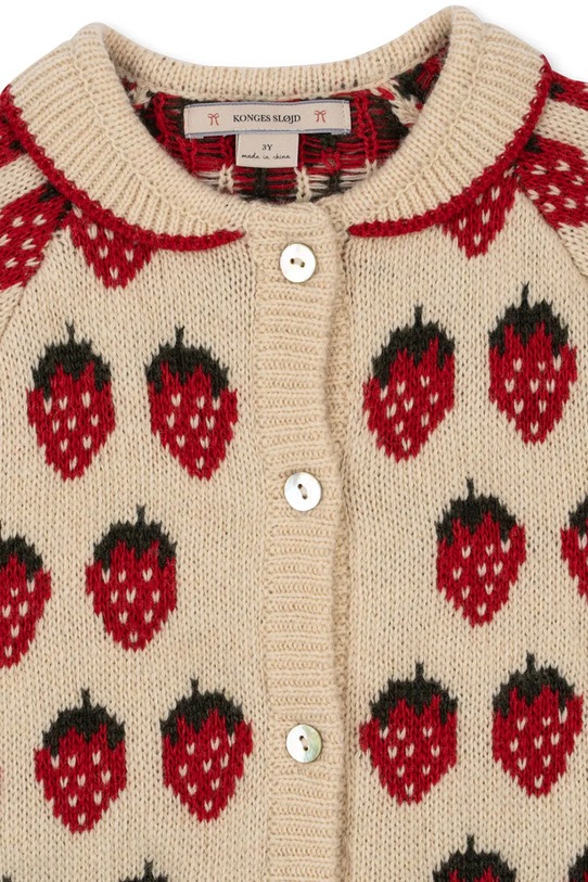 Dětský vlněný kardigan Konges Sløjd BELOU KNIT COLLAR CARDIGAN béžová KS101895