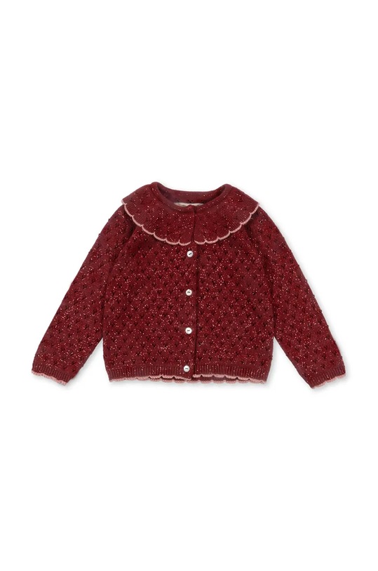 Dětský svetr Konges Sløjd HOLIDAY KNIT CARDIGAN tenká červená KS101994