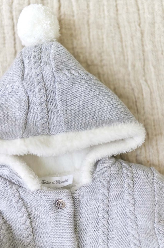 Detský kardigan s prímesou vlny Tartine et Chocolat TZ40000.67.74 sivá