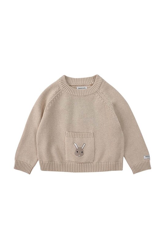 Хлопковый свитер для младенцев Donsje Loeke Sweater Bunny 3026001. бежевый AW24