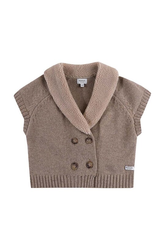Donsje cardigan de lână pentru bebeluși Nannie Merino Wool Waistcoat 4085300.56.92 maro AW24