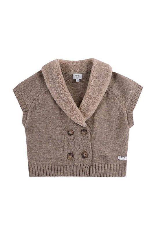 Vuneni dječji kardigan Donsje Nannie Merino Wool Waistcoat 4085300.98.128 smeđa AW24