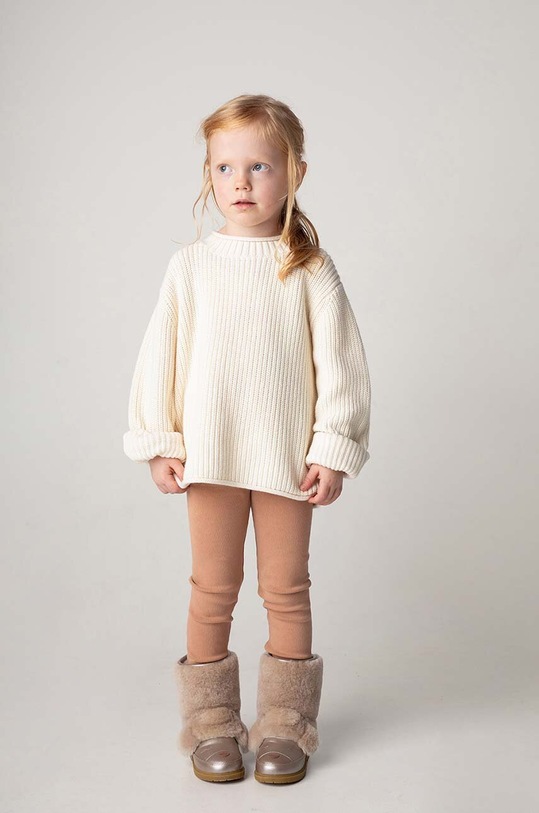 Dětský bavlněný svetr Donsje Liella Sweater středně silná bílá 4087300.