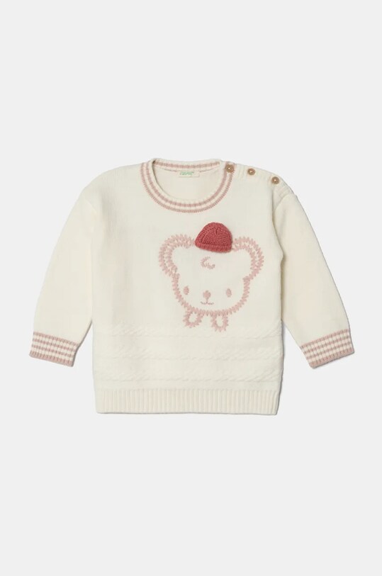 Dětský svetr s příměsí vlny United Colors of Benetton s příměsí vlny béžová 1WUAB1012.W.Seasonal