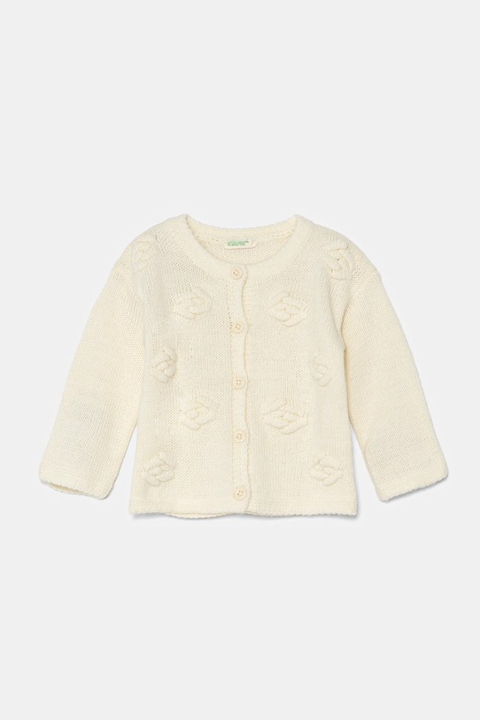 Детский кардиган с примесью шерсти United Colors of Benetton аппликация бежевый 1076A500X.W.Seasonal