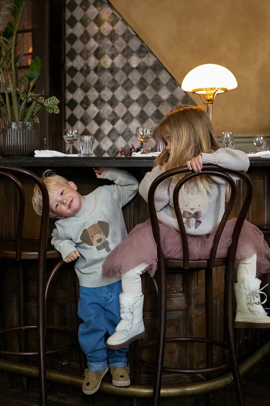 Мальчик Детский шерстяной свитер Donsje Denn Merino Wool Sweater Dog 4083505.56.92 бежевый