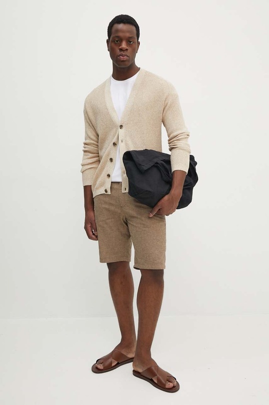 Calvin Klein kardigan lniany K10K113323 beżowy AW24