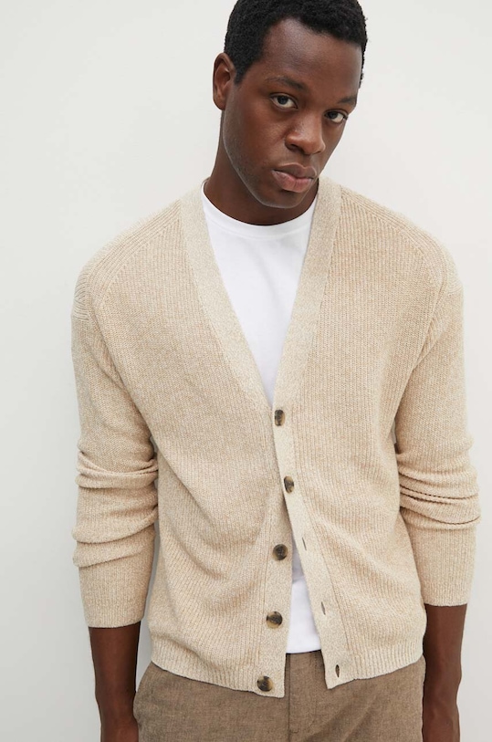 Calvin Klein kardigan lniany K10K113323 beżowy