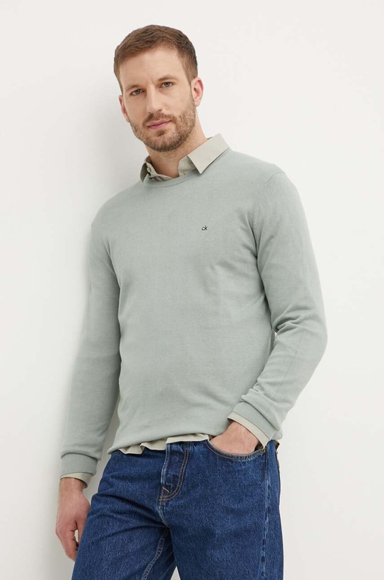 Calvin Klein sweter z domieszką jedwabiu pozostałe szary K10K113549