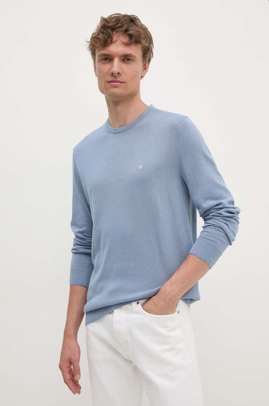 Calvin Klein sweter z domieszką jedwabiu pozostałe niebieski K10K113549