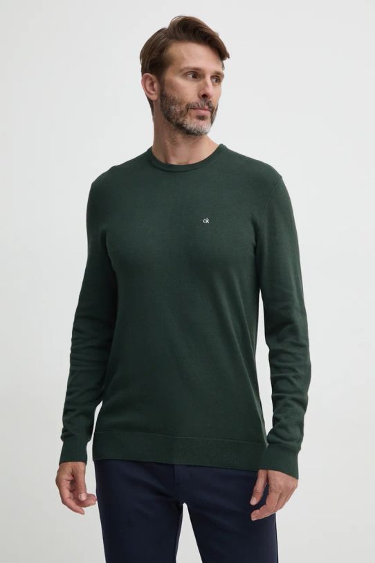 Calvin Klein pulover din amestec de mătase subtiri verde K10K113549