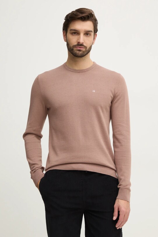 Светр з домішкою шовку Calvin Klein коричневий K10K113549