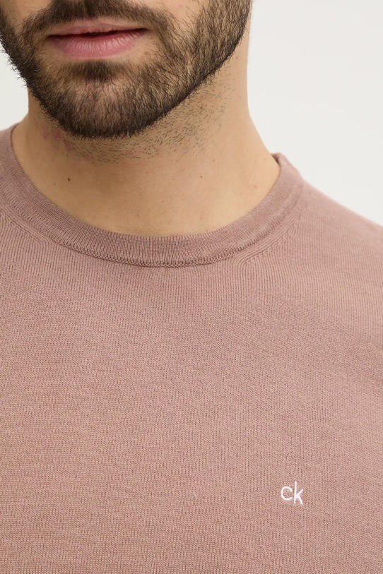 Sveter s prímesou hodvábu Calvin Klein K10K113549 hnedá