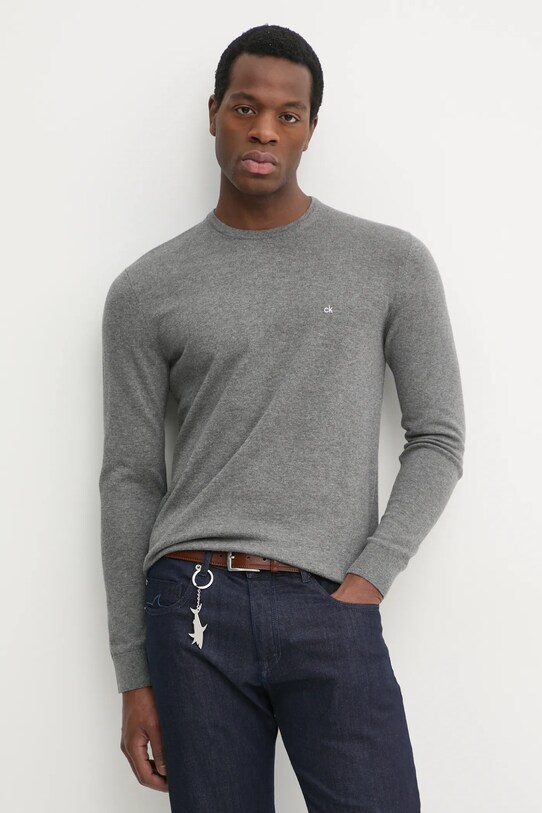 Светр з домішкою шовку Calvin Klein сірий K10K113549