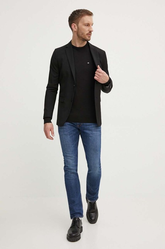 Sveter s prímesou hodvábu Calvin Klein čierna K10K113549
