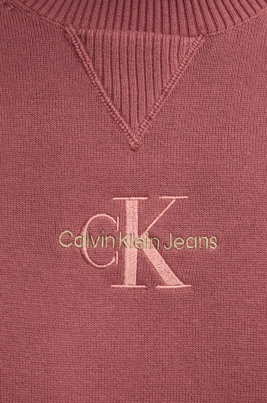 Βαμβακερό πουλόβερ Calvin Klein Jeans J30J325671 μπορντό