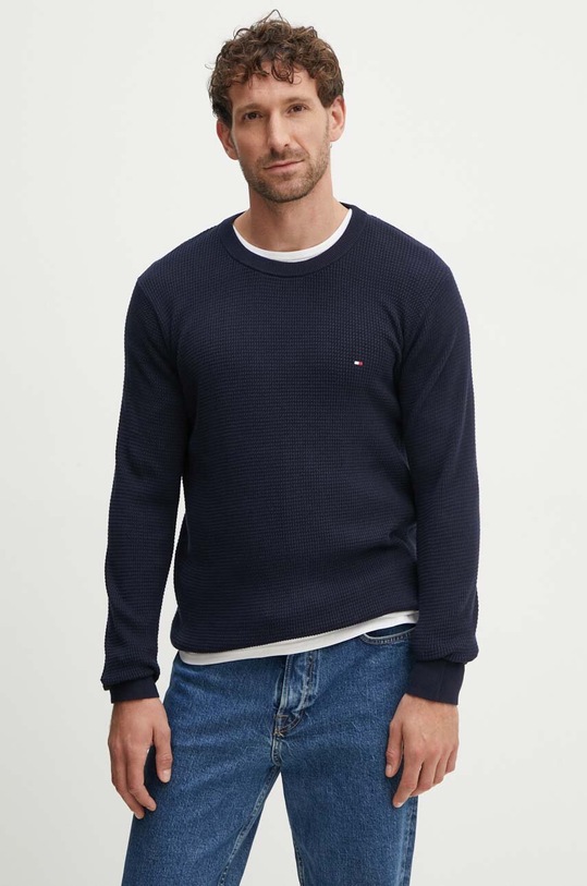 Bavlnený sveter Tommy Hilfiger bavlna tmavomodrá MW0MW35470
