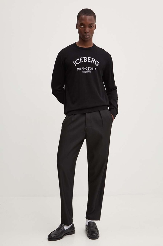 Iceberg sweter wełniany A001.9005 czarny AW24