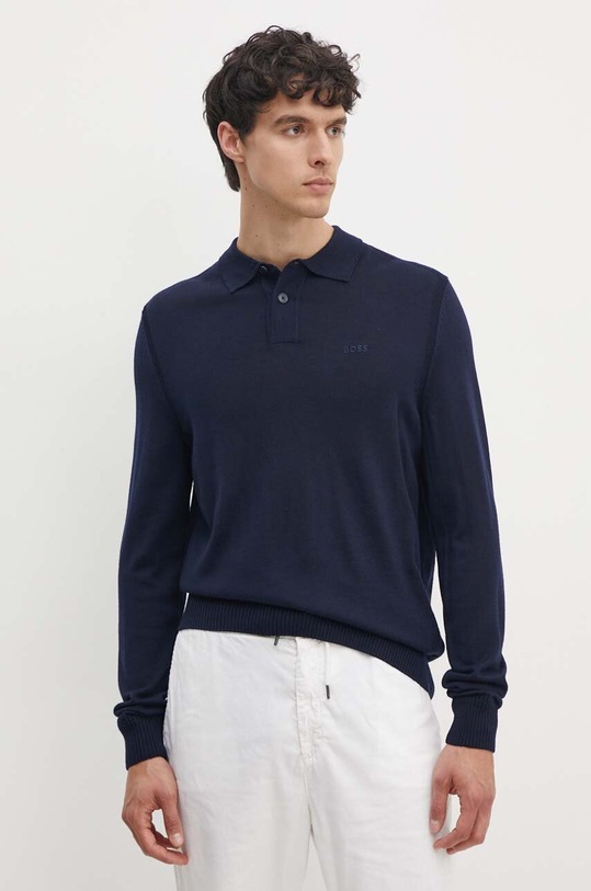 Vuneni pulover Boss Orange Planet friendly mornarsko plava 50519958