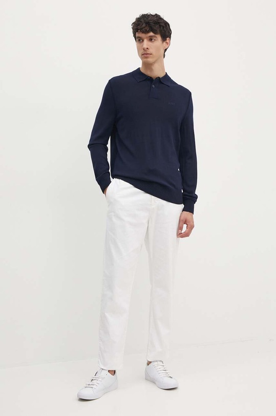 Vuneni pulover Boss Orange 50519958 mornarsko plava AW24