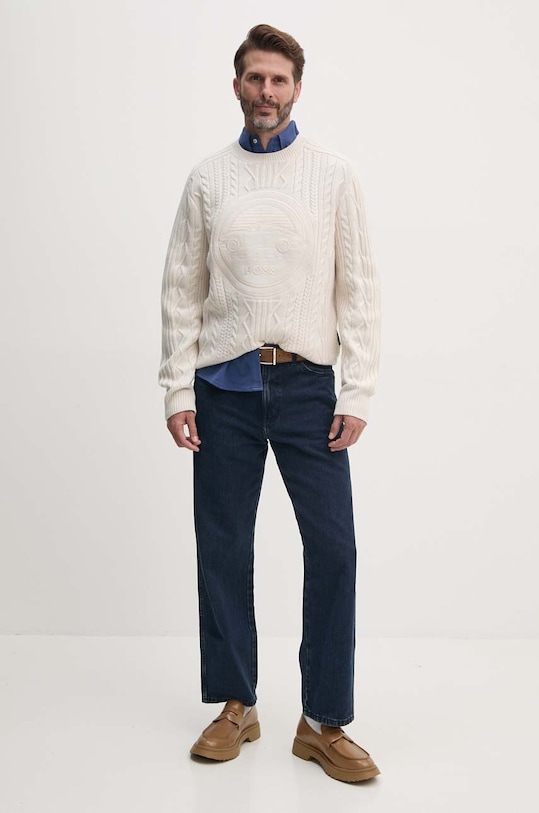 Vlněný svetr BOSS x Porsche 50519634 béžová AW24