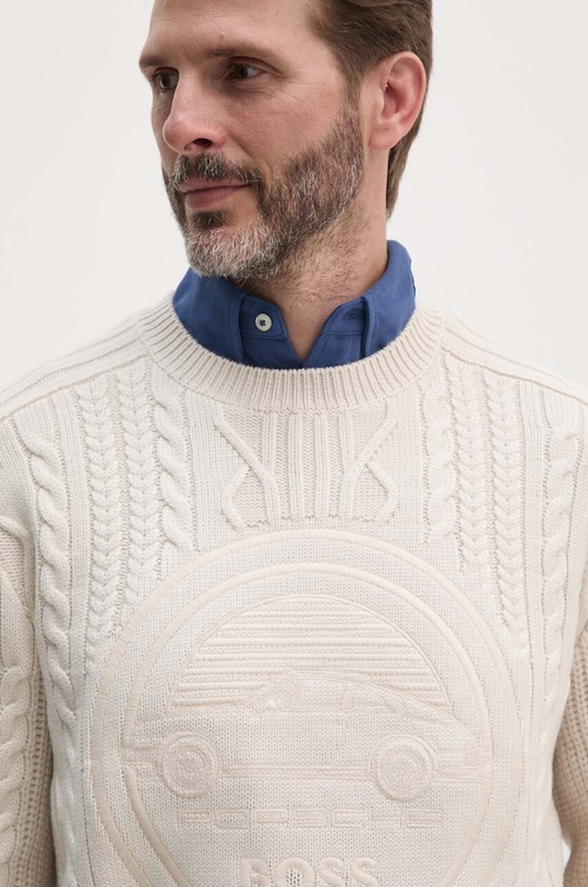 Vlněný svetr BOSS x Porsche béžová 50519634