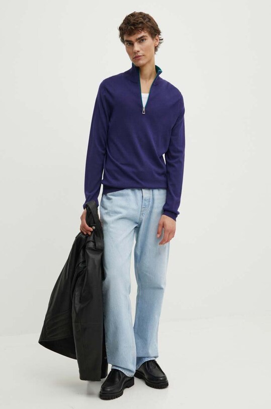 PS Paul Smith sweter wełniany M2R.203Y.N21861 granatowy AW24