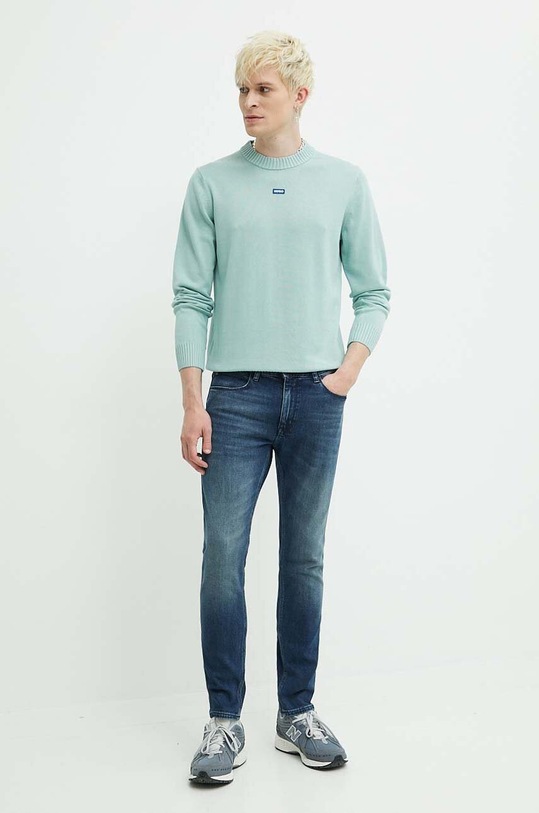 Βαμβακερό πουλόβερ Hugo Blue 50514698 πράσινο AW24