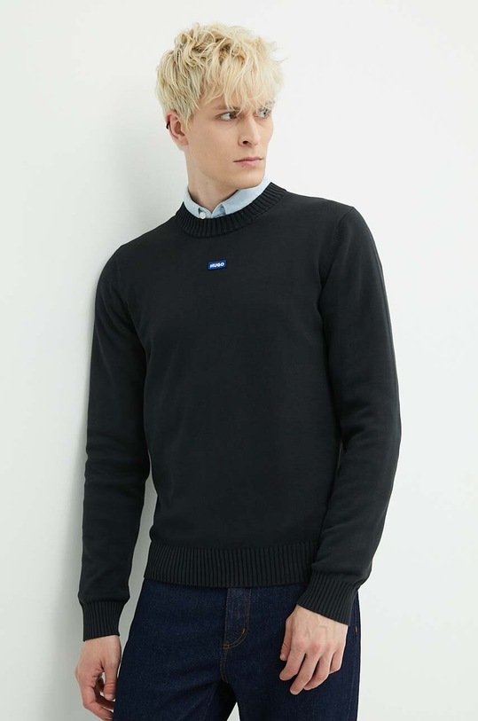 Hugo Blue pulover de bumbac subtiri negru 50514698