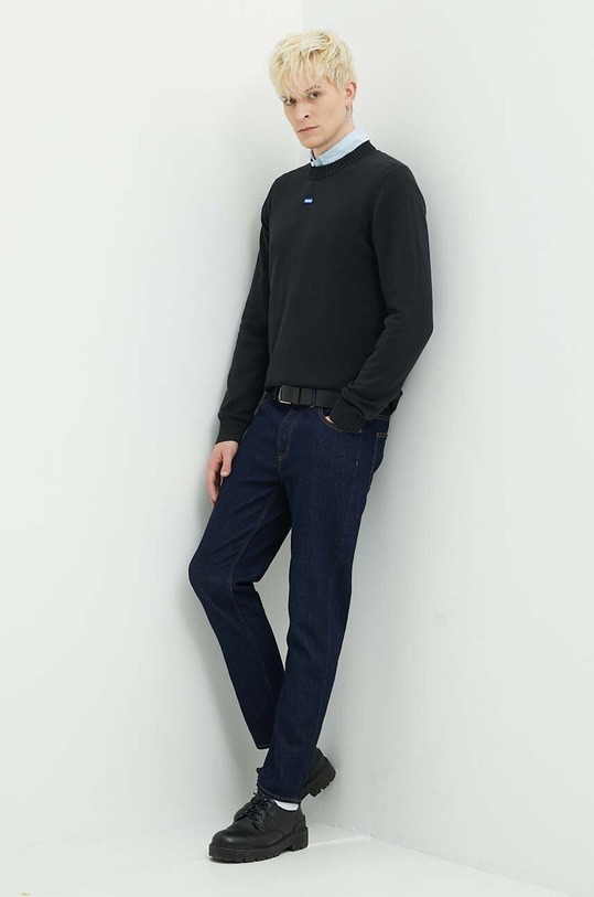 Hugo Blue pulover de bumbac 50514698 negru AW24