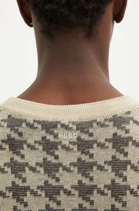 HUGO sweter bawełniany 50516620 beżowy