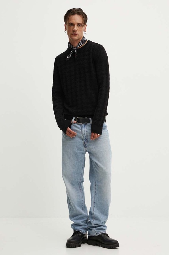 HUGO sweter bawełniany 50516620 czarny AW24