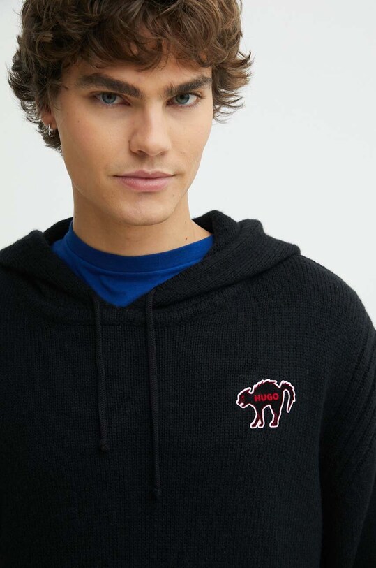Светр з домішкою вовни HUGO чорний 50516626