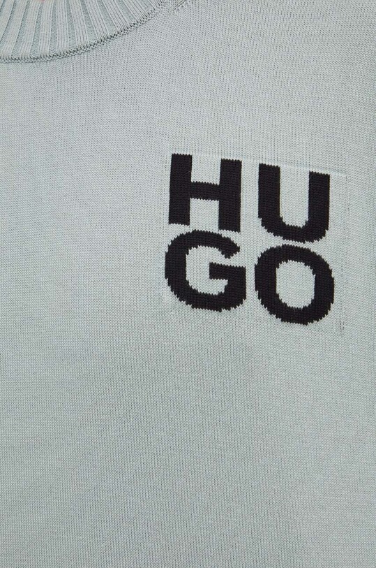 Хлопковый свитер HUGO 50516617 голубой
