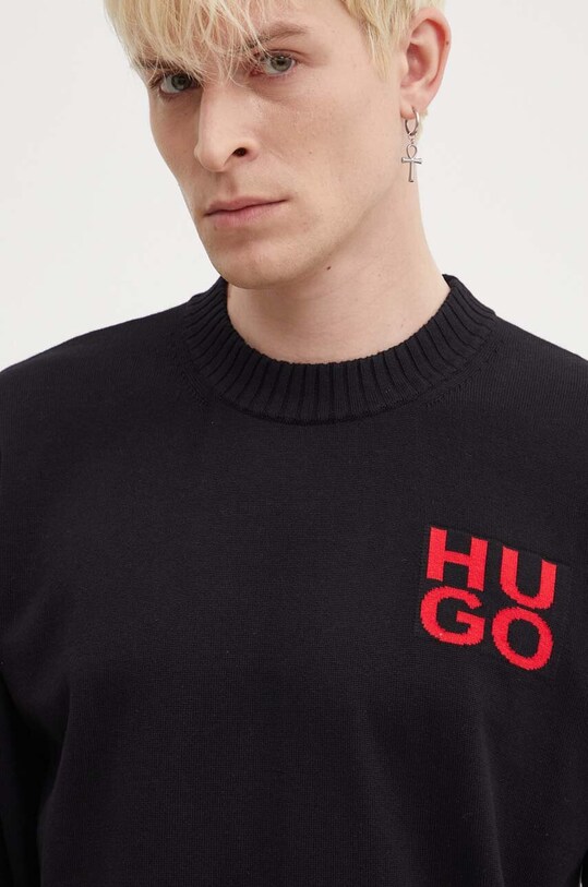 Бавовняний светр HUGO чорний 50516617