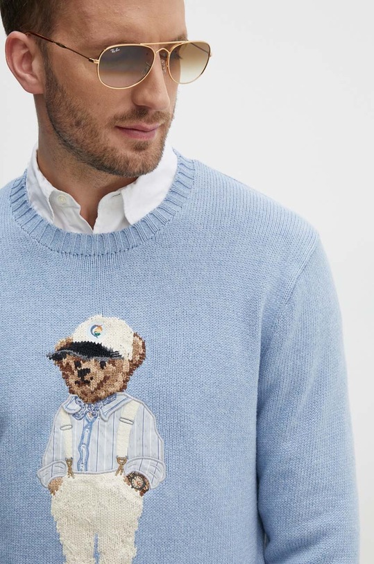 Polo Ralph Lauren sweter bawełniany aplikacja niebieski 710941059