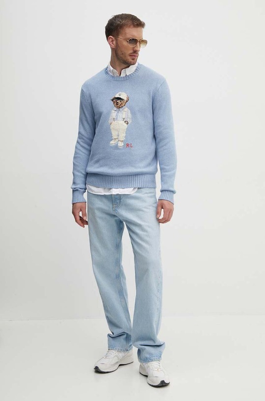 Polo Ralph Lauren sweter bawełniany 710941059 niebieski AW24
