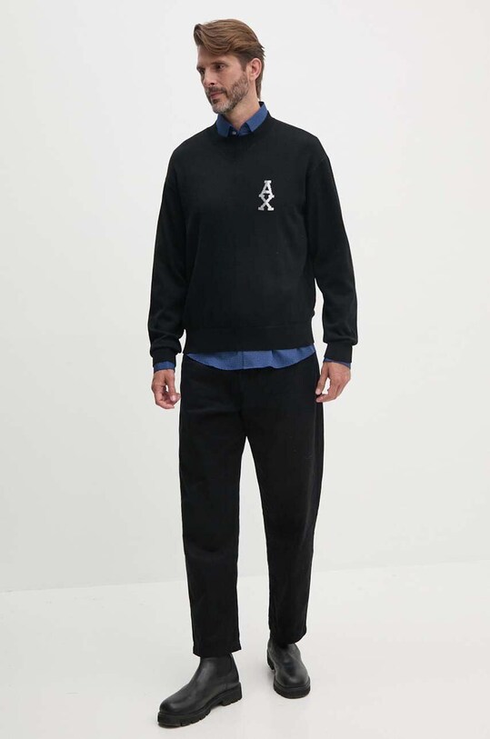 Armani Exchange pulover din amestec de lana 6DZM6H.ZM5BZ negru AW24