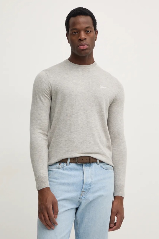 Svetr z vlněné směsi Guess DANIEL kulatý šedá M4YR01.Z3052