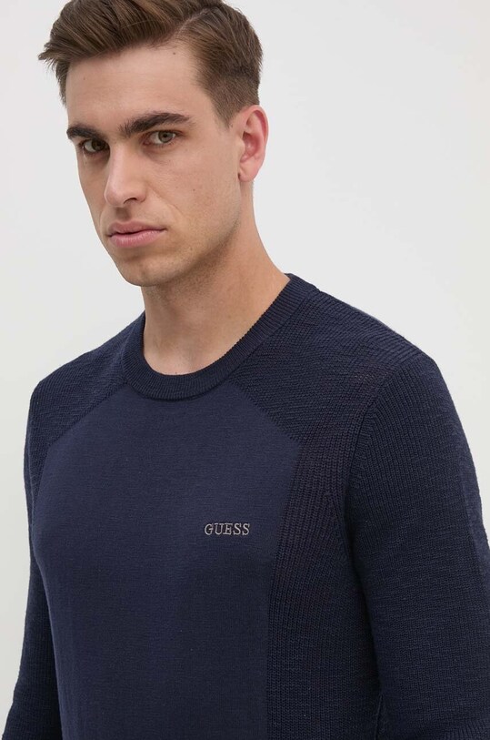 Guess pulover de bumbac DENYS bleumarin M4YR15.Z3FD1