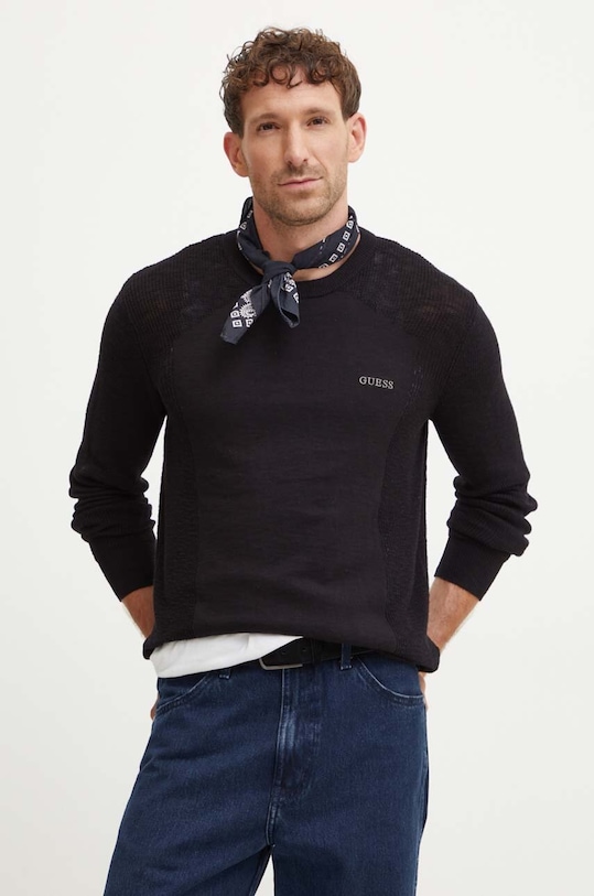 Βαμβακερό πουλόβερ Guess DENYS βαμβάκι μαύρο M4YR15.Z3FD1