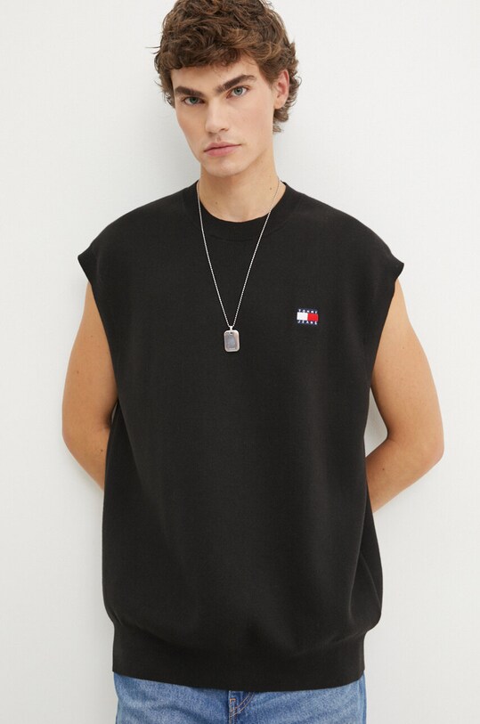 Бавовняна жилетка Tommy Jeans чорний DM0DM19194