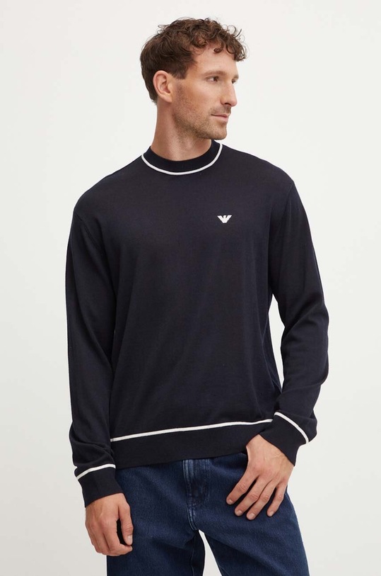 Emporio Armani sweter wełniany okrągły granatowy 6D1MXH.1MJLZ