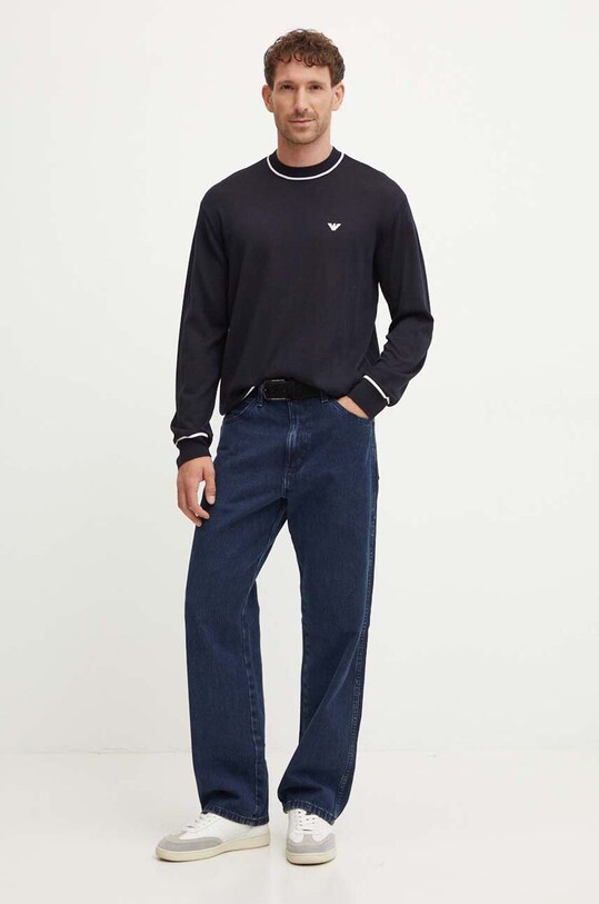 Emporio Armani sweter wełniany 6D1MXH.1MJLZ granatowy AW24