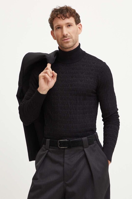 Vlněný svetr Emporio Armani rolák černá 6D1MXJ.1MJMZ