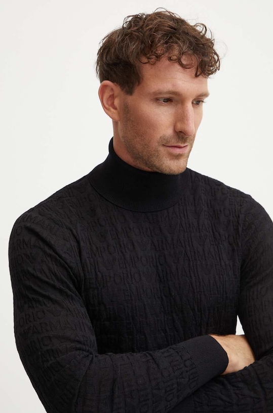 Шерстяной свитер Emporio Armani чёрный 6D1MXJ.1MJMZ